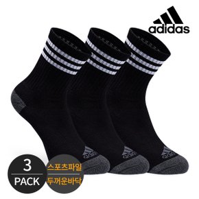 골프 여성 스포츠파일 앞로고 삼선 중장목양말 3P BK_P327694084