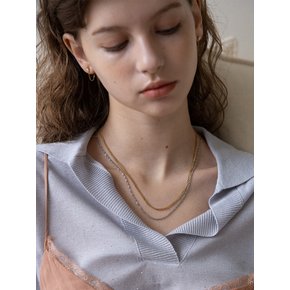 [Set] Gold and silver 2 chain necklace