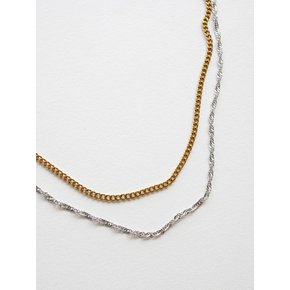 [Set] Gold and silver 2 chain necklace