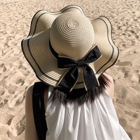 여름 챙 모자 리본 포인트 비치 버킷햇 등산 썬캡