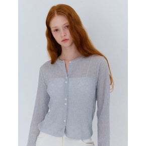 SUMMER RIBBED LINEN CARDIGAN GRAY