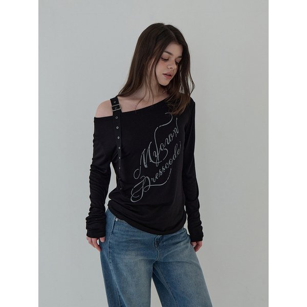 스트랩 오프숄더 롱슬리브 (블랙)