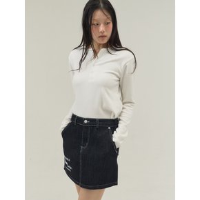 Stretch Rib Jersey Button Placket Top_White