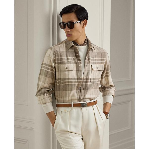 Purple Label 플래드 울 실크 캐시미어 셔츠 (MNPLWOV16820620020)