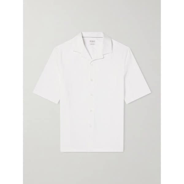 브루넬로쿠치넬리 캠프 칼라 텍스처 코튼 셔츠 46376663163000451