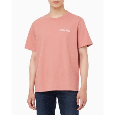 Calvin Klein Jeans 남성 이지핏 스몰 체인 스티치 로고 반팔 티셔츠(4RC226G)