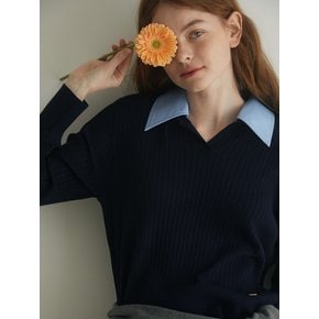 Shirts collar v-neck knit