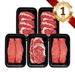 쿠가횡성한우 쿠가[냉장/냉동] 횡성한우 어사품 1등급 실속 구이 5구 2호(총1.5kg)[구성 :등심+등심+안심/채끝(랜덤)+특수부위(랜덤)+차돌박이]