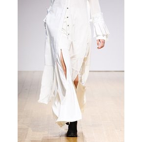 WHITE ZIP-DETAILED WIDE PANTS