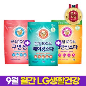 한.입 100% 과탄산소다1kg+베이킹소다1kg+구연산1kg