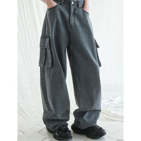 real wide cargo pants  GREY