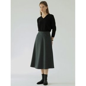 Flared wool skirt (Grey)