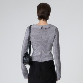 Metallic Frill Collar Blouse in Grey VW2AB340-12