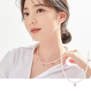 14k 아트랑 네츄럴 스톤 담수진주 비드 목걸이(3.5mm)B타입