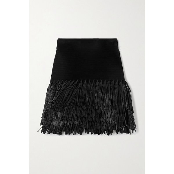 에이지 아가베 프린지 라피아 트림 리브 니트 미니 스커트 46376663162987118