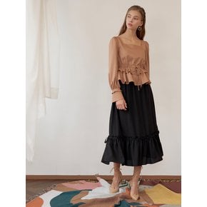 Ribbon Flare Skirt  BLACK