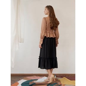 Ribbon Flare Skirt  BLACK