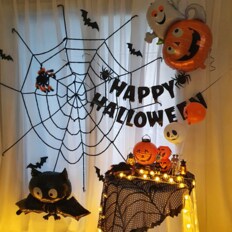 텐바이텐 할로윈 벨벳 거미줄 장식 가랜드 파티세트 포토존