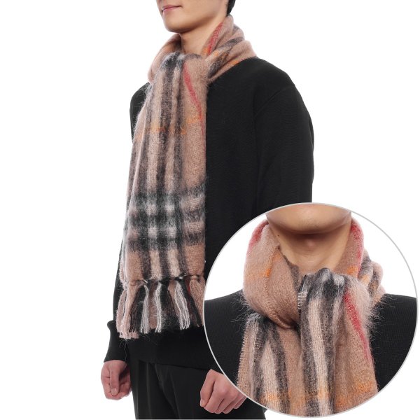 [부산점] 25FW 남성 체크 모헤어 울 머플러 (8112967 SAND M 25F)
