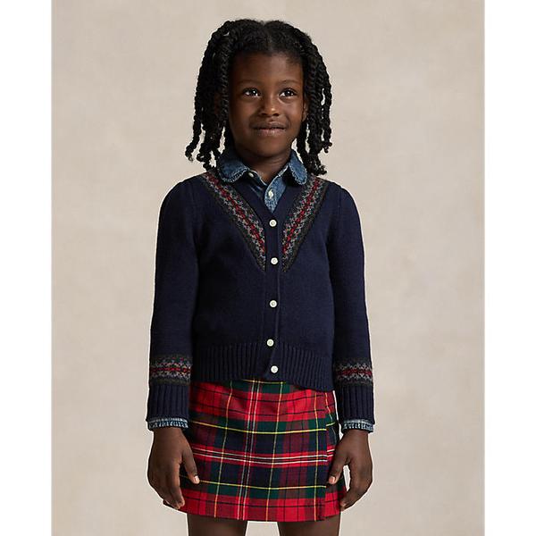 폴로 키즈 여아 2-6세 페어 아일 코튼 블렌드 브이넥 카디건(CWPOSWER6820564410)
