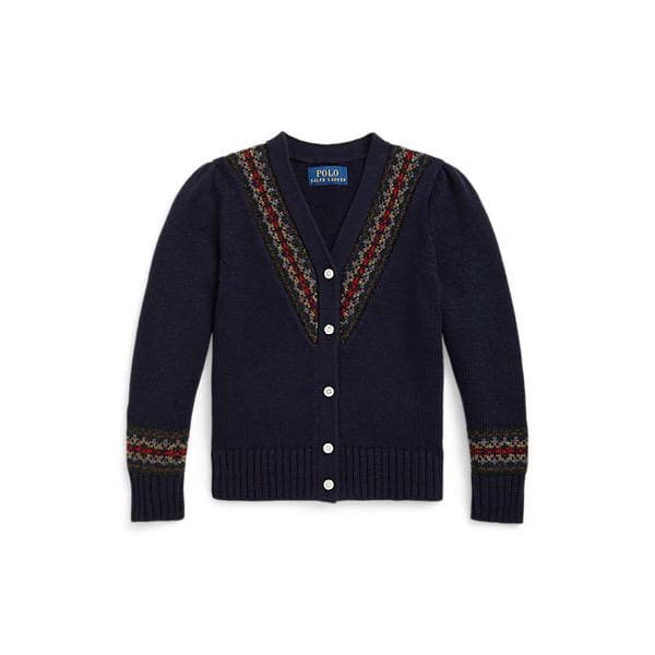 폴로 키즈 여아 2-6세 페어 아일 코튼 블렌드 브이넥 카디건(CWPOSWER6820564410)