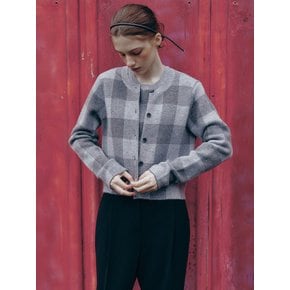 [KNIT] Cashmere-blend Check Cardigan_2color