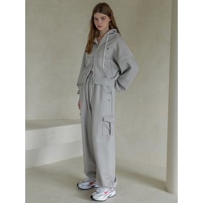 Lossy  Pigment Patch Cargo Sweat Pants_gray