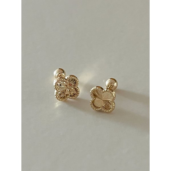 14k 18k 클로버 컷팅 피어싱