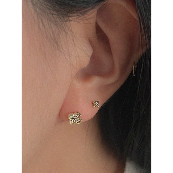14k 18k 클로버 컷팅 피어싱