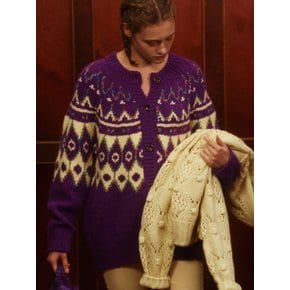 Alpaca Nordic Cardigan (Purple)