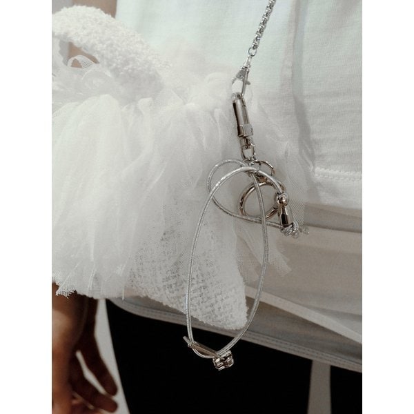 Double Cross Logo Zipper Keyring_Silver