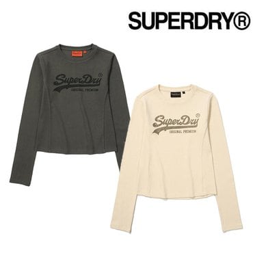 SUPERDRY W 크롭 빈티지 빅로고 롱슬리브(SDFTGDO05)