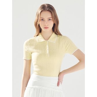 로드로아르 [LFSKP13YE] 스캘럽 골지 카라 니트 YELLOW