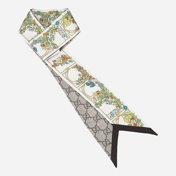 [시흥점] 6S 777352 3G001 9200 애니멀 앤 플로럴 프린트 실크 스카프