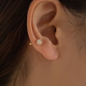 14k 큐브볼 큐빅 피어싱 (바두께1mm) (14k골드) C06