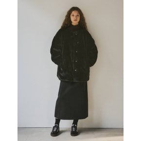 No Collar Round Vintage Fur Jacket_CTO109(Black)