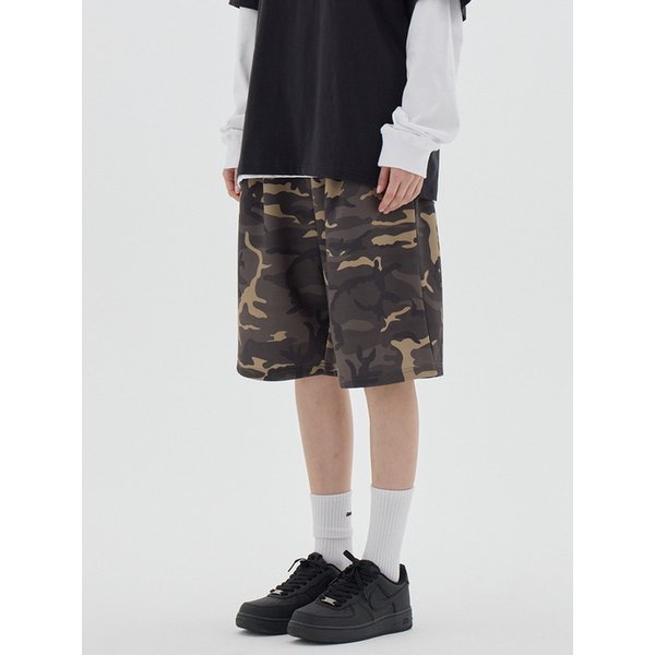 버뮤다 카모 와이드 스웨트 숏 팬츠_2color