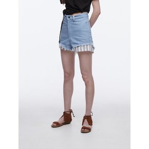 [FAKEMAMA x R.SHEMISTE] Layered denim shorts_light blue