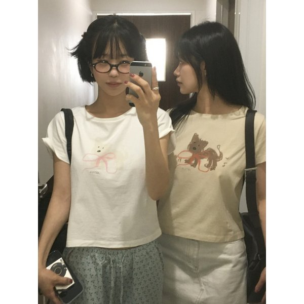 리본푸푸 컴팩트핏 티셔츠_2COLORS