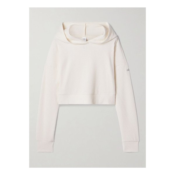 뮤즈 크롭 골지 브러시드 저지 후디 아이보리 1647597349329395