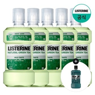 리스테린 [쿨민트250ml증정][리스테린] 내추럴 그린티 마일드 750ml x5