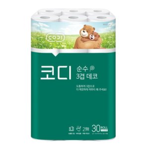 코디 순수 3겹 데코 화장지 휴지 27m 30롤 x 1팩