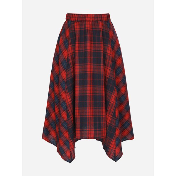 깅엄체크 밴딩 레이어드 스커트_T258MSK231W