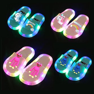 유니커블 LED 입체 유니콘 몬스터 키즈 주니어 PVC 슬리퍼 미끄럼 방지 아동 여름신발 초등학생 어린이 슬리퍼