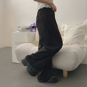 배색 바스락 쿨 밴딩 와이드 팬츠3color