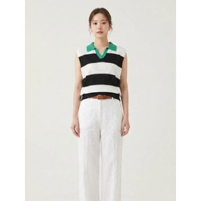 배색카라 스트라이프 펀칭 풀오버 (SGUCF2931)