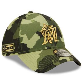 4560205 New Era Mens Camo Miami Marlins 2022 Armed Forces Day 39THIRTY Flex Hat