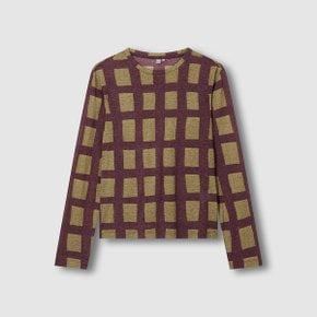여 돌담 체크 울 블렌디드 긴팔 티셔츠 J115301010079