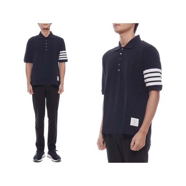 25FW 남성 사선 스트라이프 폴로 반팔티셔츠 (MJP136G 07976 415 25F)