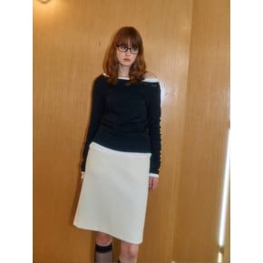 Velvet midi skirt (Ivory)